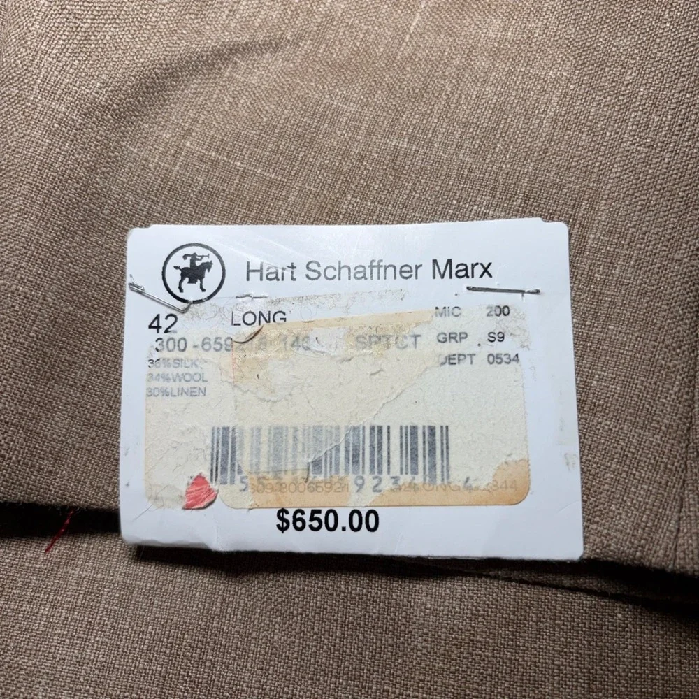 New Hart Schaffner Marx Gold Trumpeter Silk Wool Linen Blazer Mens 42L USA READ